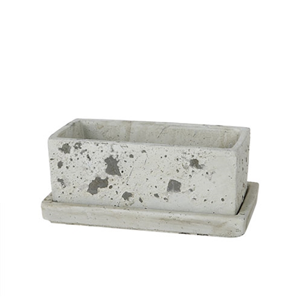 SOLID PLANTER RECTANGLE S ROUGH GRAY