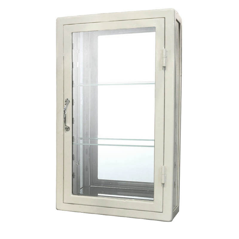 WALL MOUNT GLASS CABINET RECTANGLE IVORY